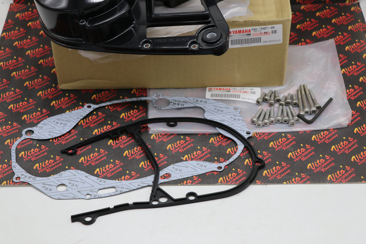 NEW Yamaha Banshee CLUTCH COVER + STATOR COVERS Factory OEM + gaskets + bolt kit