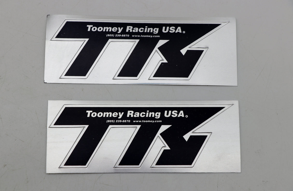 2 x TOOMEY RACING sticker label emblem decal silencer ALUMINUM HIGH HEAT B1 T5