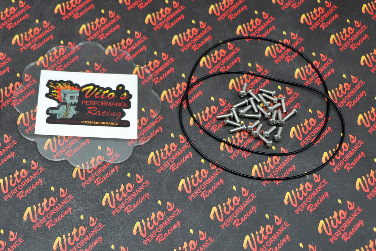 SILVER Lexan insert clear cover O-ring screws Vito's Banshee billet stator cover