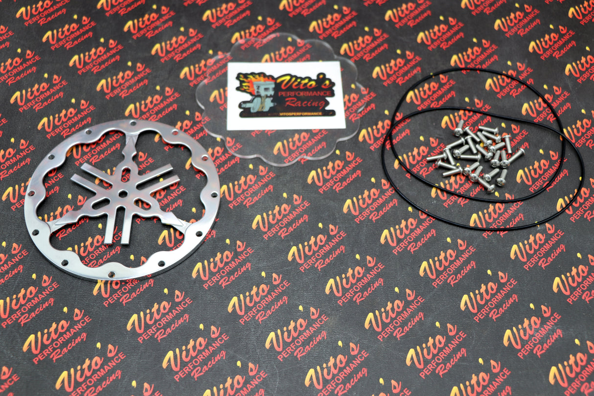 SILVER Lexan insert clear cover O-ring screws Vito's Banshee billet stator cover