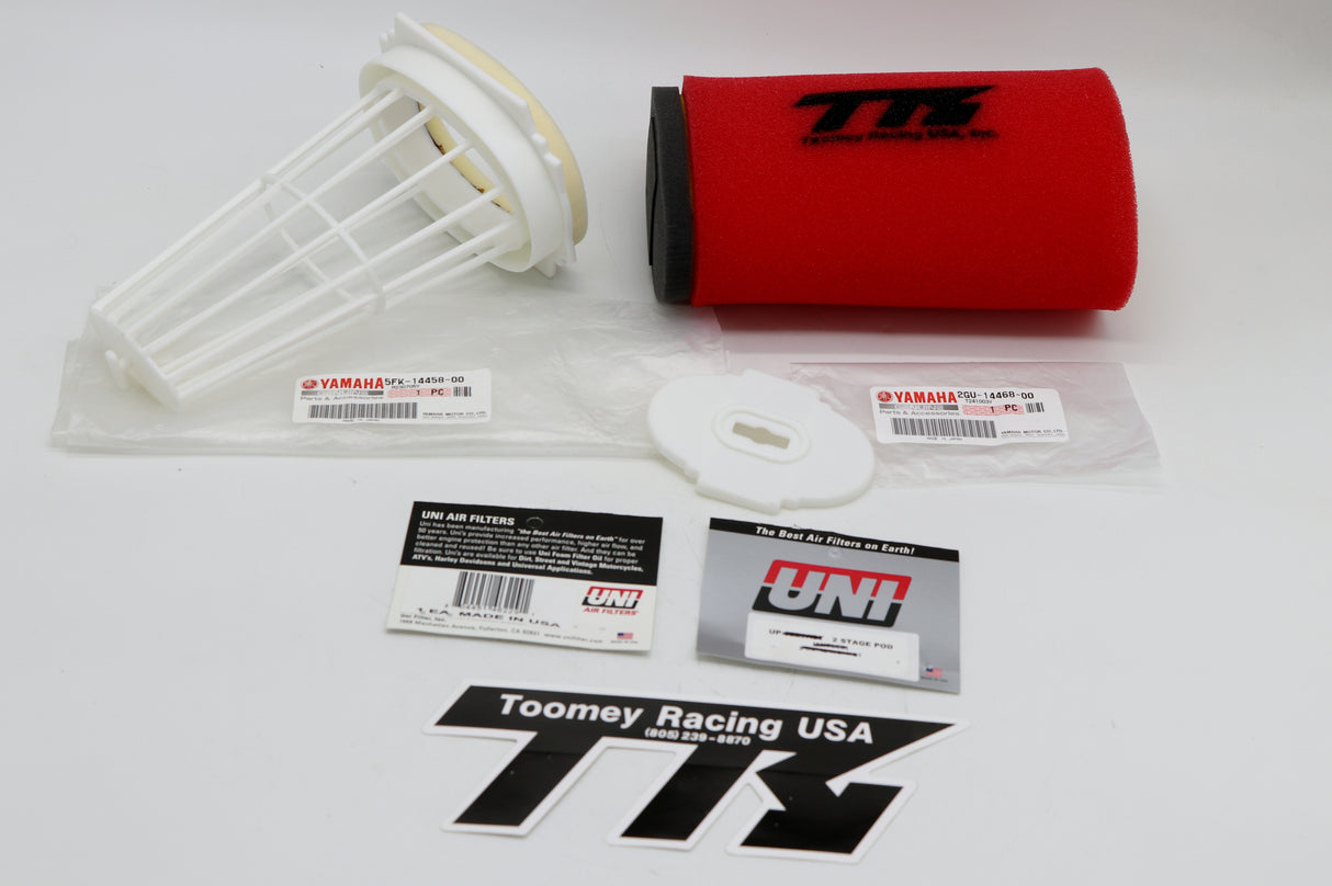 Yamaha Banshee OEM factory AIR FILTER CAGE GUIDE w/ TOOMEY UNI filter + END CAP