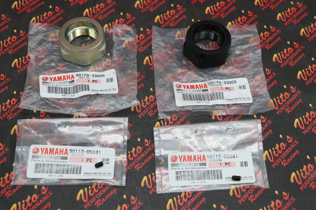 OEM Yamaha Raptor 660 rear axle lock nuts set with lock pins 2002-2006