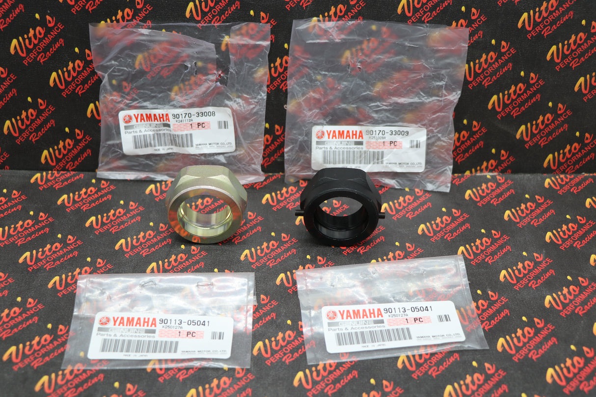 OEM Yamaha Raptor 660 rear axle lock nuts set with lock pins 2002-2006