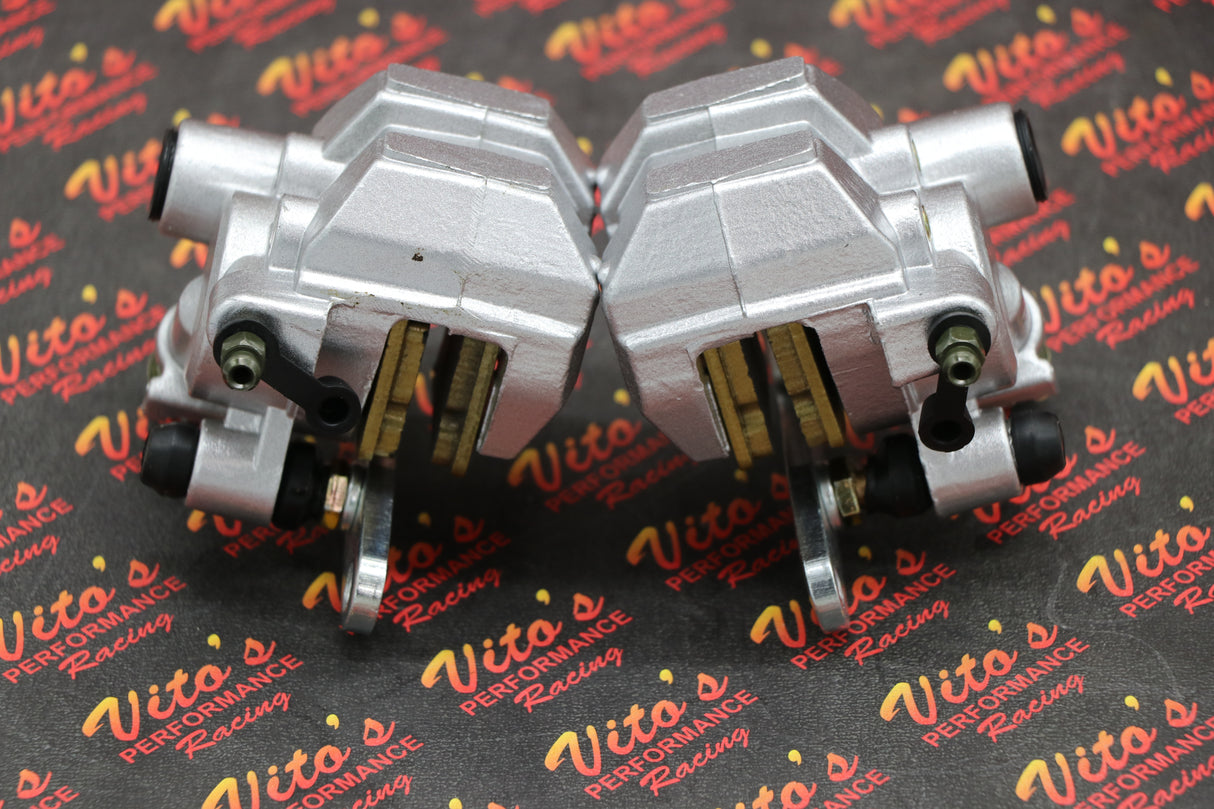 2 x Yamaha Banshee front brake calipers brakes & new pads left + right SILVER