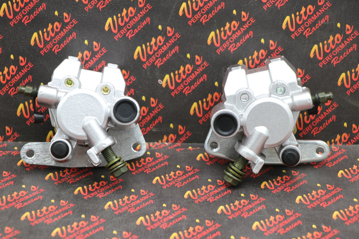 2 x Yamaha Banshee front brake calipers brakes & new pads left + right SILVER