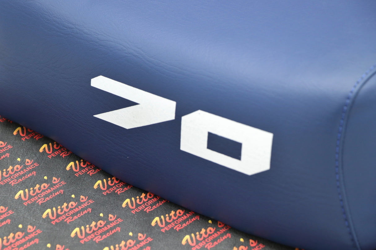 NEW Honda ATC70 seat complete - fits 1978-1985 ATC 70 #70 print on sides BLUE