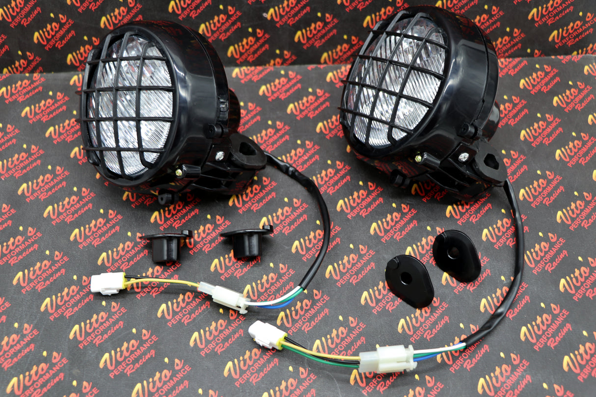 2 x NEW Headlights Yamaha Banshee lens bulbs lights grills 2002-2006 + COLLARS