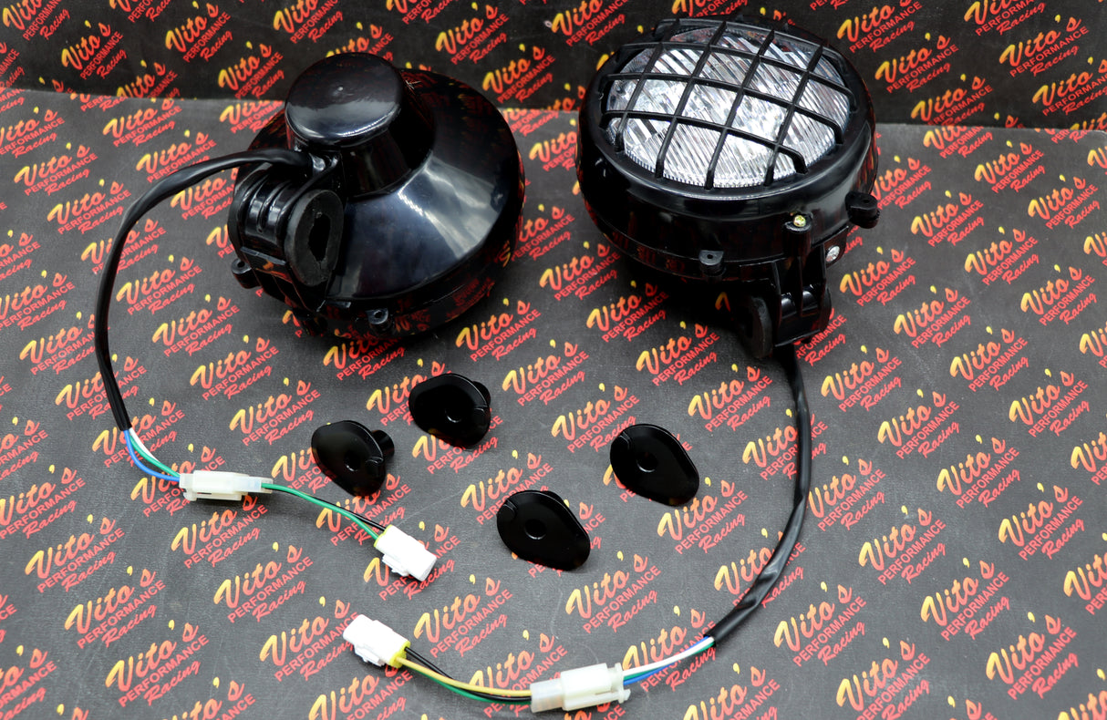2 x NEW Headlights Yamaha Banshee lens bulbs lights grills 2002-2006 + COLLARS