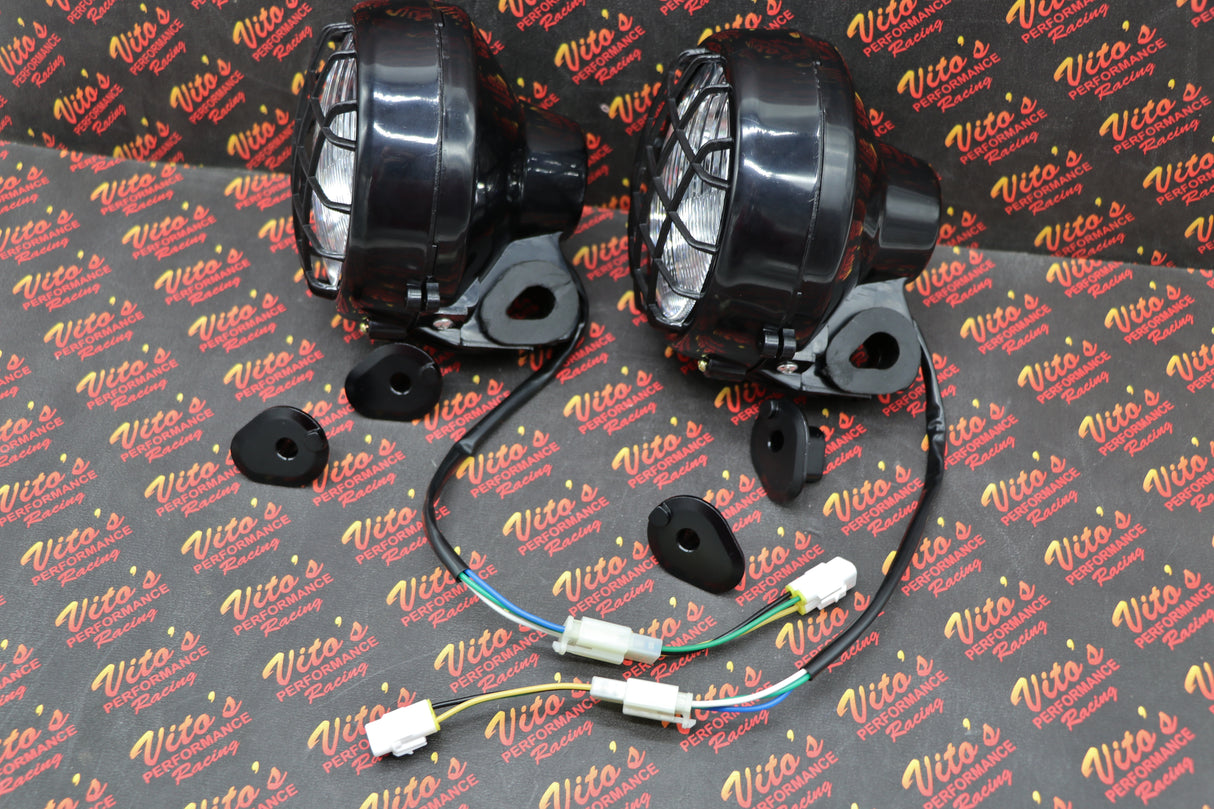 2 x NEW Headlights Yamaha Banshee lens bulbs lights grills 2002-2006 + COLLARS