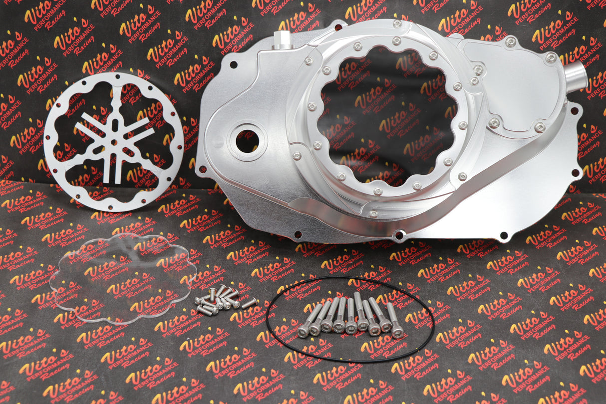Billet aluminum Yamaha Banshee lock up CLUTCH COVER + extra clear window SILVER