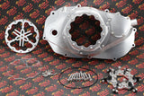 CLUTCH COVER + LOCK UP + LEVER Billet aluminum Yamaha Banshee clear window SILVER