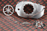CLUTCH COVER + LOCK UP + LEVER Billet aluminum Yamaha Banshee clear window SILVER