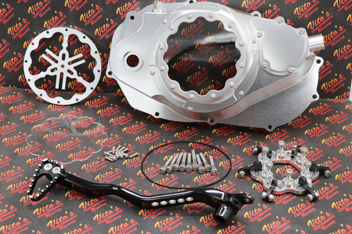 Billet aluminum Yamaha Banshee lock up CLUTCH COVER + LOCK UP + LEVER SILVER