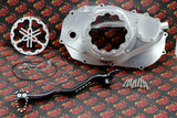 CLUTCH COVER + LEVER Billet aluminum Yamaha Banshee clear window SILVER