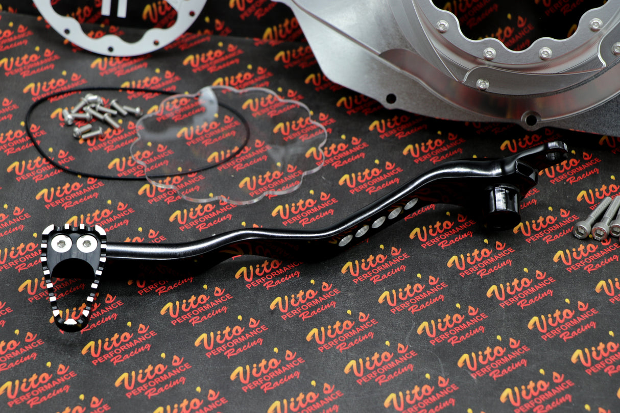 CLUTCH COVER + LEVER Billet aluminum Yamaha Banshee clear window SILVER