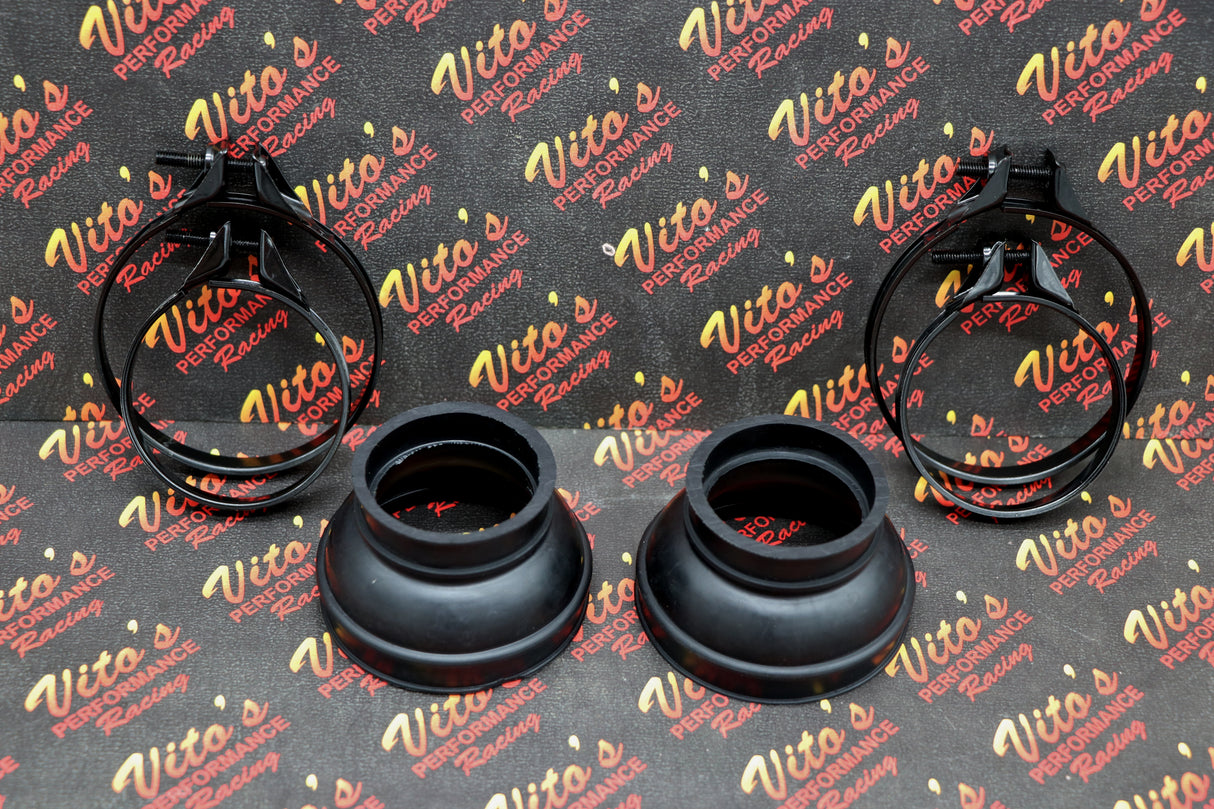 2 x NEW rubber intake boots + CLAMPS factory airbox + 4 clamps Yamaha Banshee