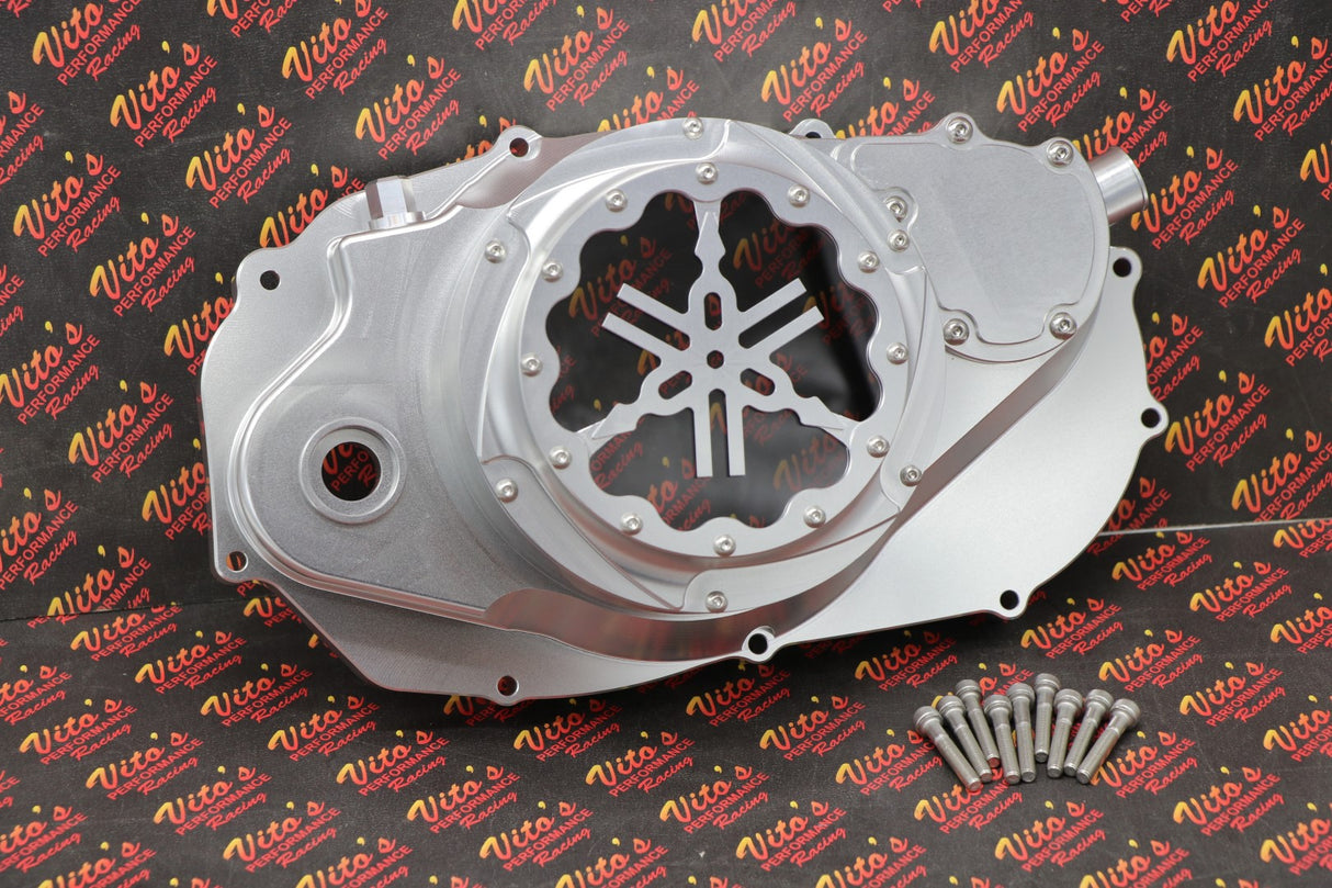 Billet aluminum Yamaha Banshee lock up CLUTCH COVER + extra clear window SILVER