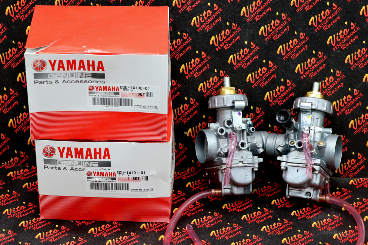 2 x OEM factory carburetor carbs Yamaha Banshee genuine 1987-2006 NEW + cable