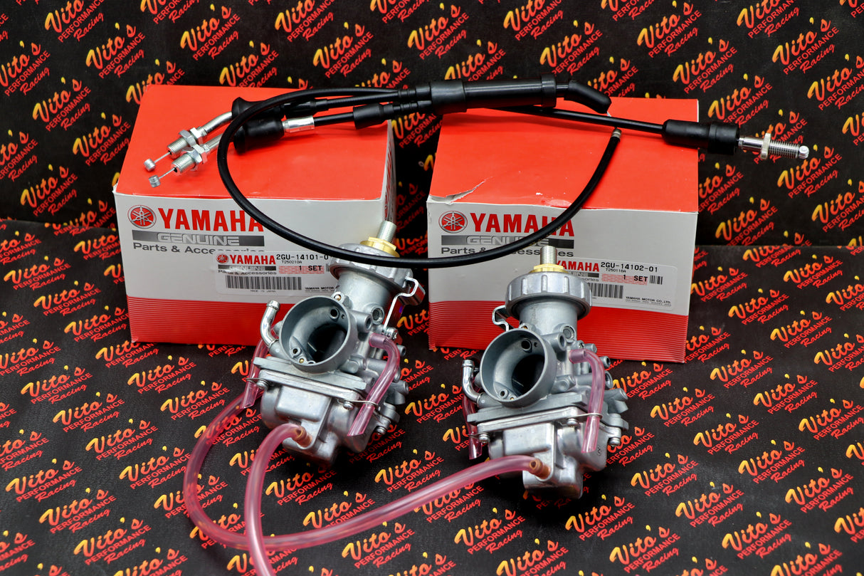 2 x OEM factory carburetor carbs Yamaha Banshee genuine 1987-2006 NEW + cable