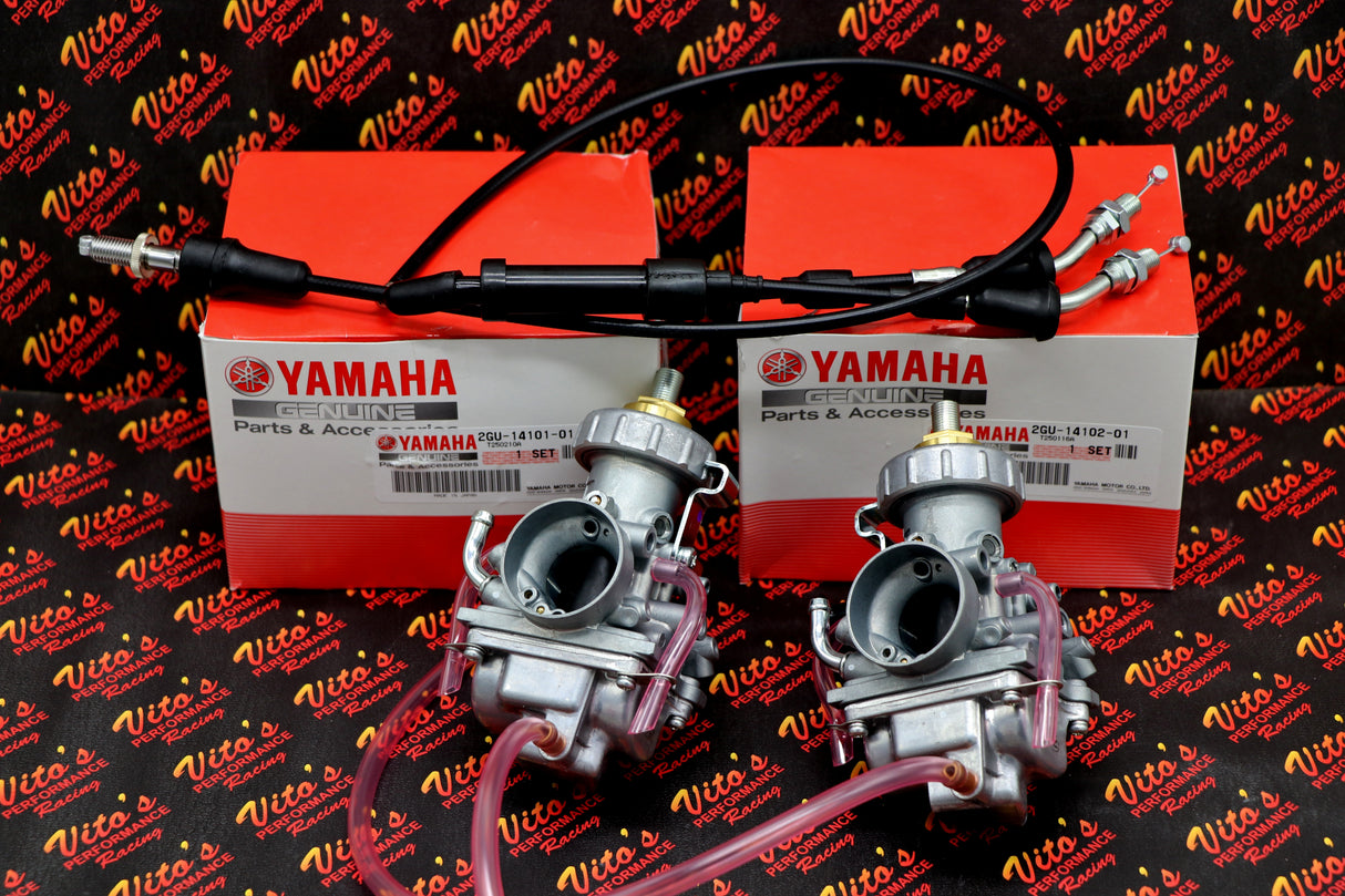 2 x OEM factory carburetor carbs Yamaha Banshee genuine 1987-2006 NEW + cable