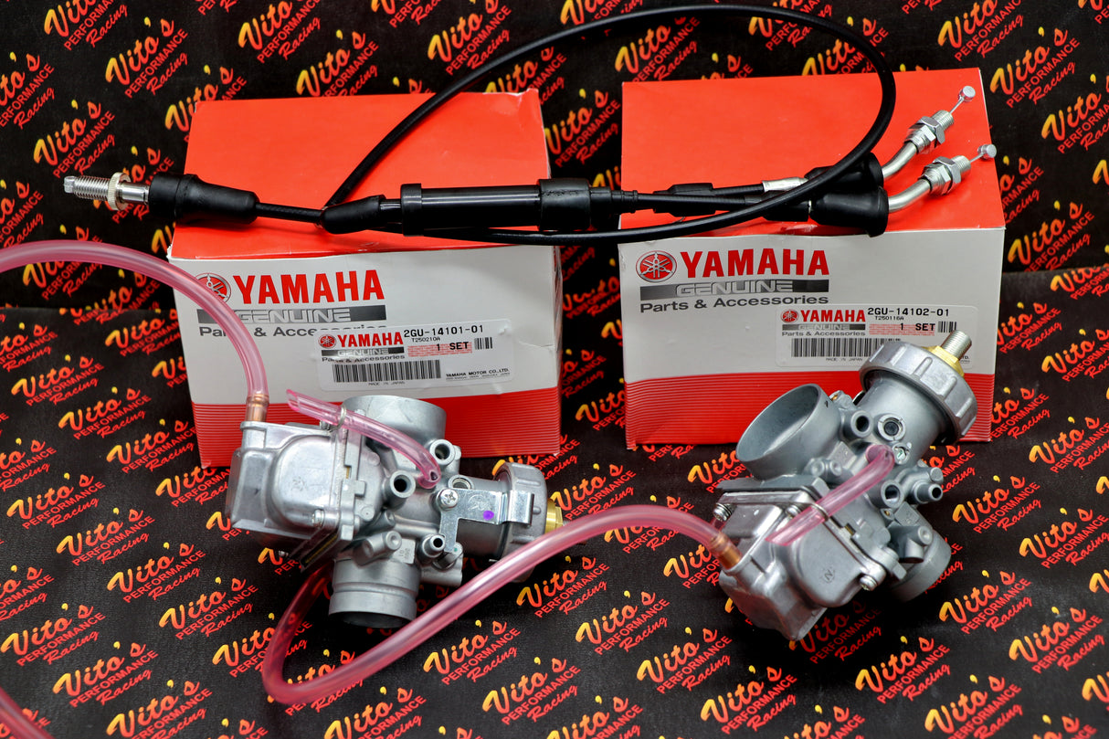 2 x OEM factory carburetor carbs Yamaha Banshee genuine 1987-2006 NEW + cable