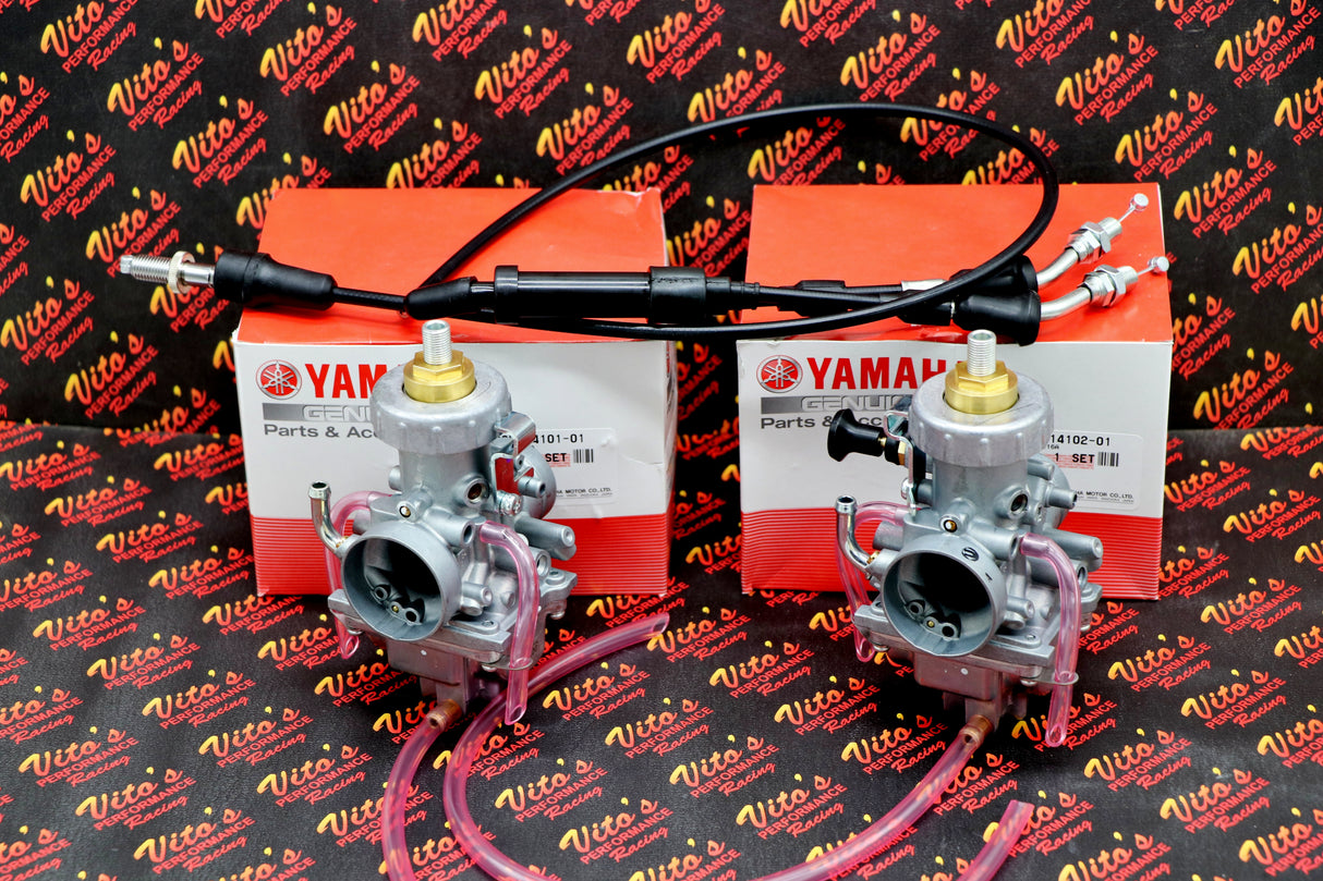 2 x OEM factory carburetor carbs Yamaha Banshee genuine 1987-2006 NEW + cable