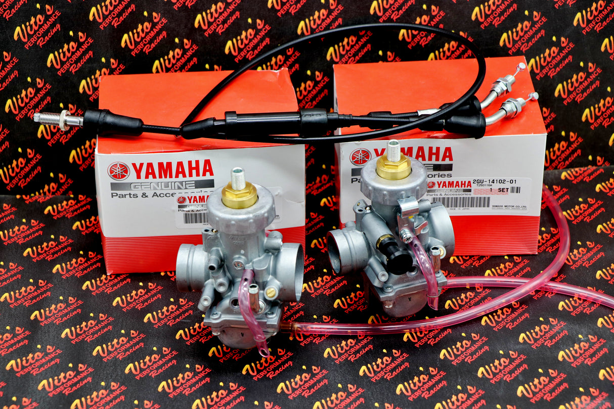 2 x OEM factory carburetor carbs Yamaha Banshee genuine 1987-2006 NEW + cable